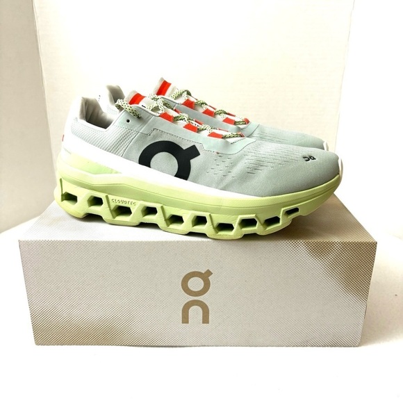 On Cloudmonster Shoes - Cloudmonster On Women's Cloudtech Meadow Mint Green Rocker Running Shoes Size 11